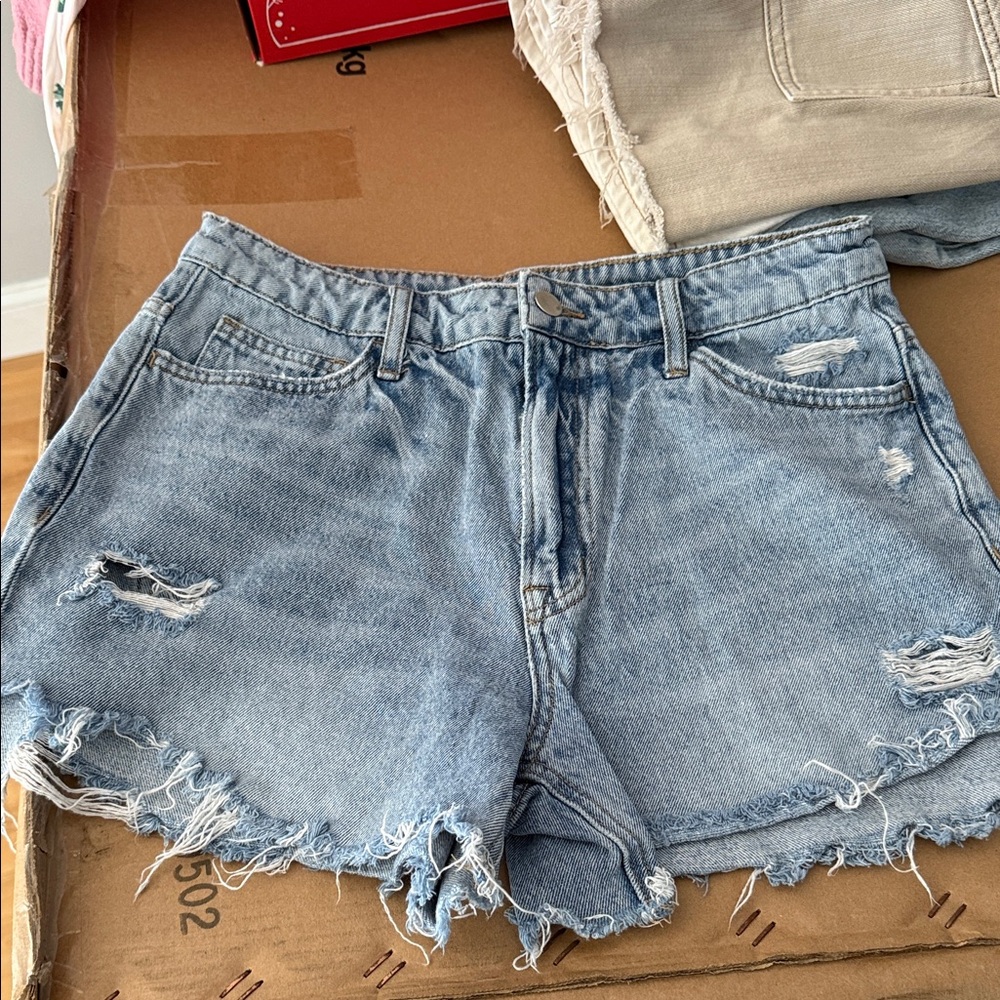 Altar'd State Light Blue Distressed Jean Shorts